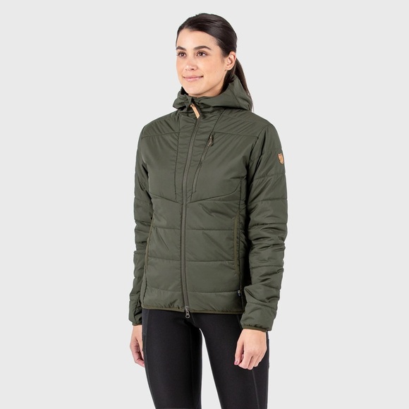 Fjallraven Women’s Keb Padded Hoodie in Deep Forest Green Size Small